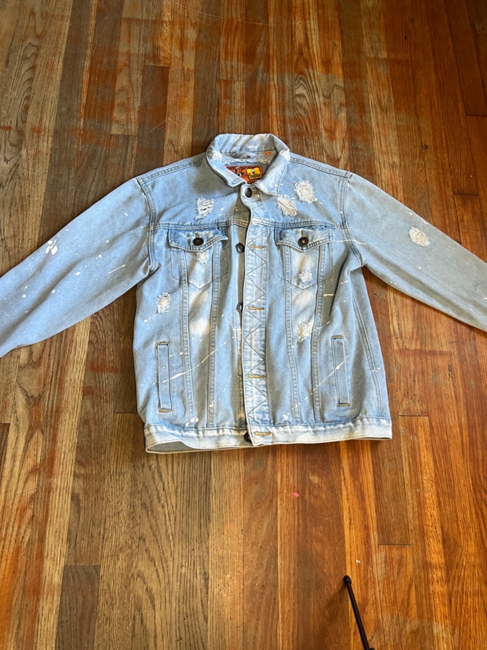 Light Blue Distressed Women's Denim Jacket